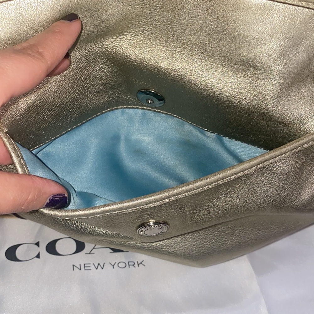 Coach Metallic Gold Leah Tote - Picture 4 of 16